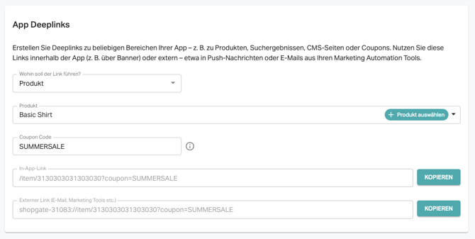 App Deeplink Generator