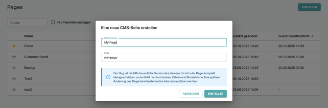 Pages 2.0 Create Page