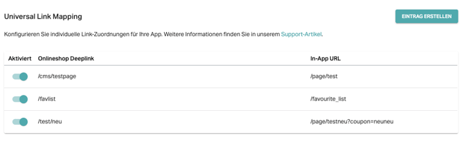 Universal Link Custom Mappings