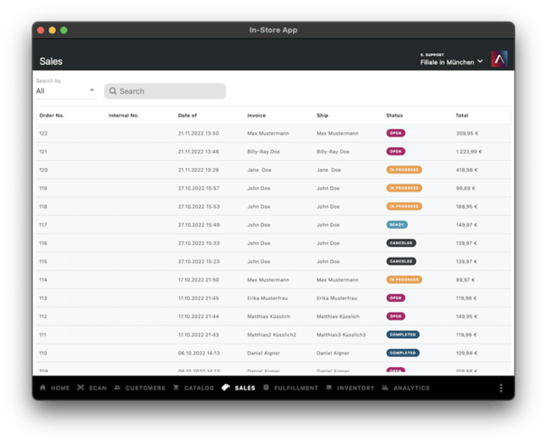 Orders in the In-Store App
