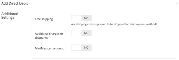 Additional settings for Direct Debit