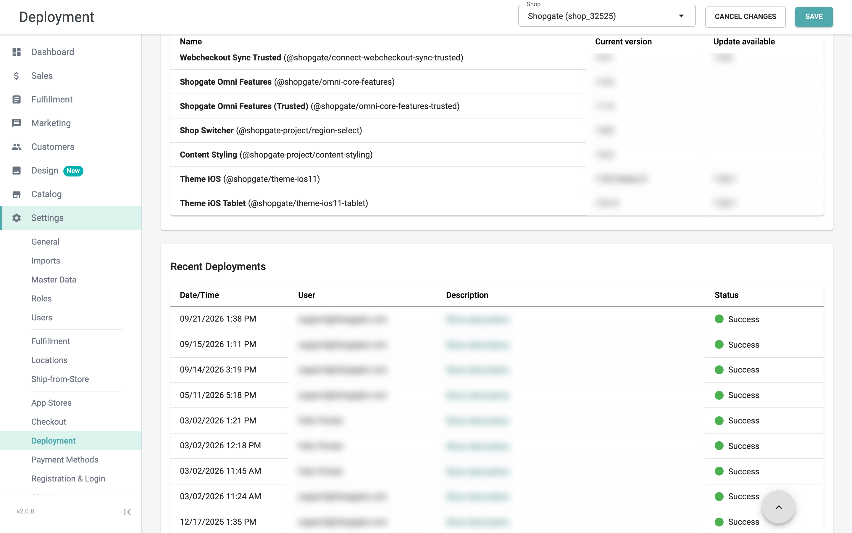 Edit deployment config button