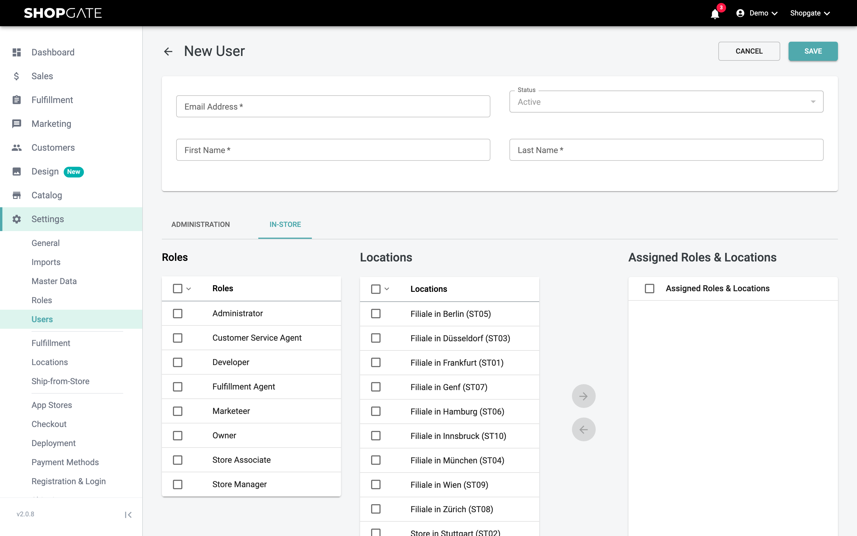 Assigning In-Store roles per location