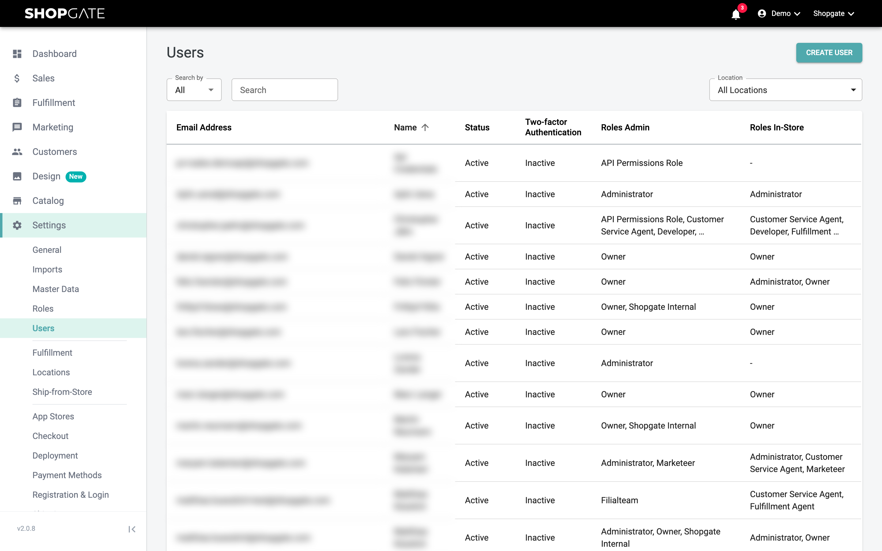 User list under Settings › Users